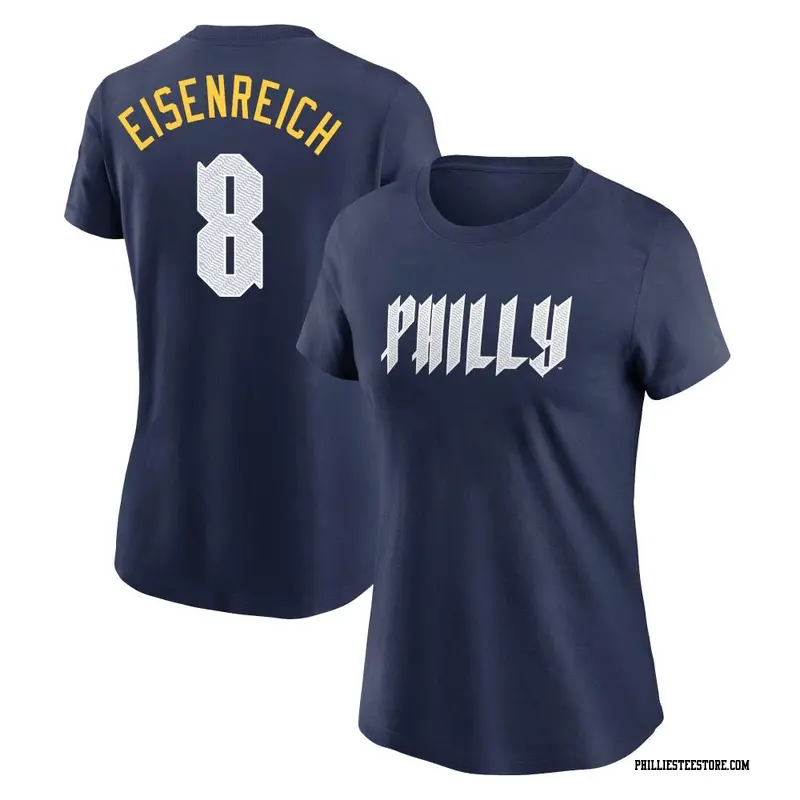 Women's Philadelphia Phillies ＃8 Jim Eisenreich Navy 2024 City Connect Fuse Name & Number T-Shirt