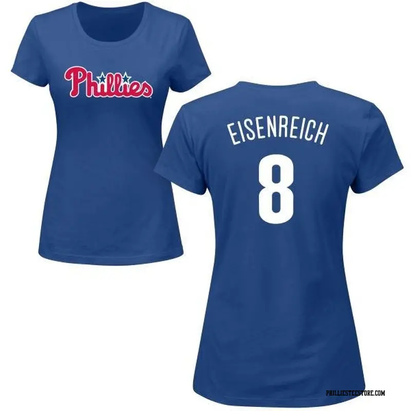 Women's Philadelphia Phillies ＃8 Jim Eisenreich Royal Roster Name & Number T-Shirt