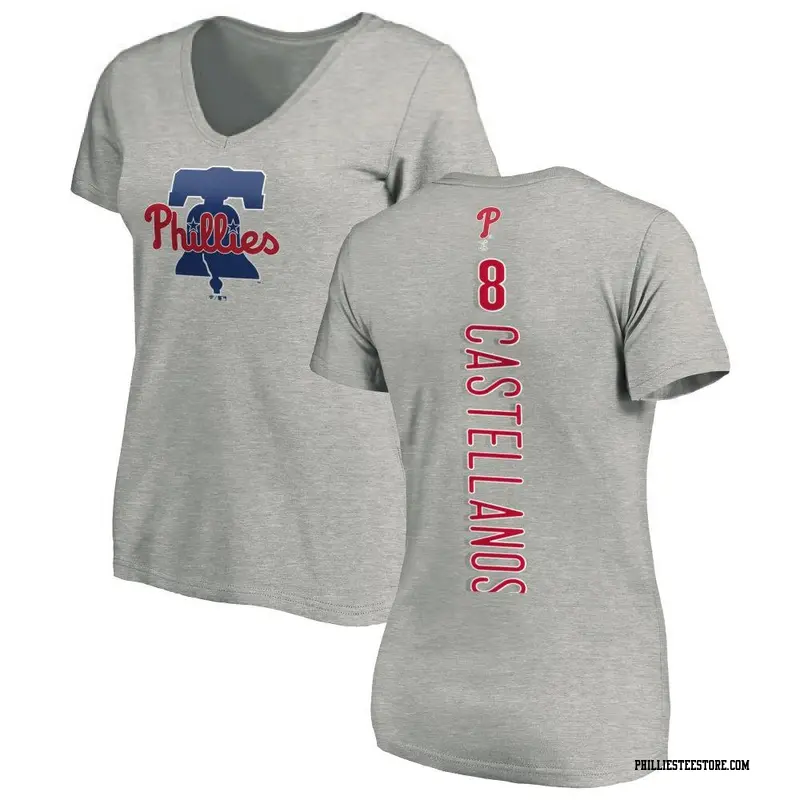 Women's Philadelphia Phillies ＃8 Nick Castellanos Ash Backer Slim Fit T-Shirt