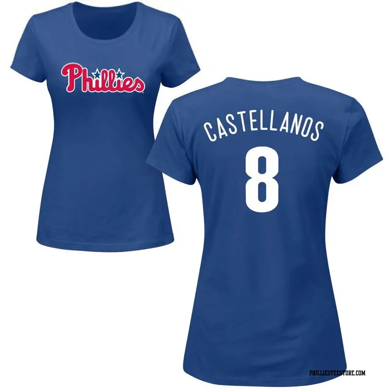 Women's Philadelphia Phillies ＃8 Nick Castellanos Royal Roster Name & Number T-Shirt