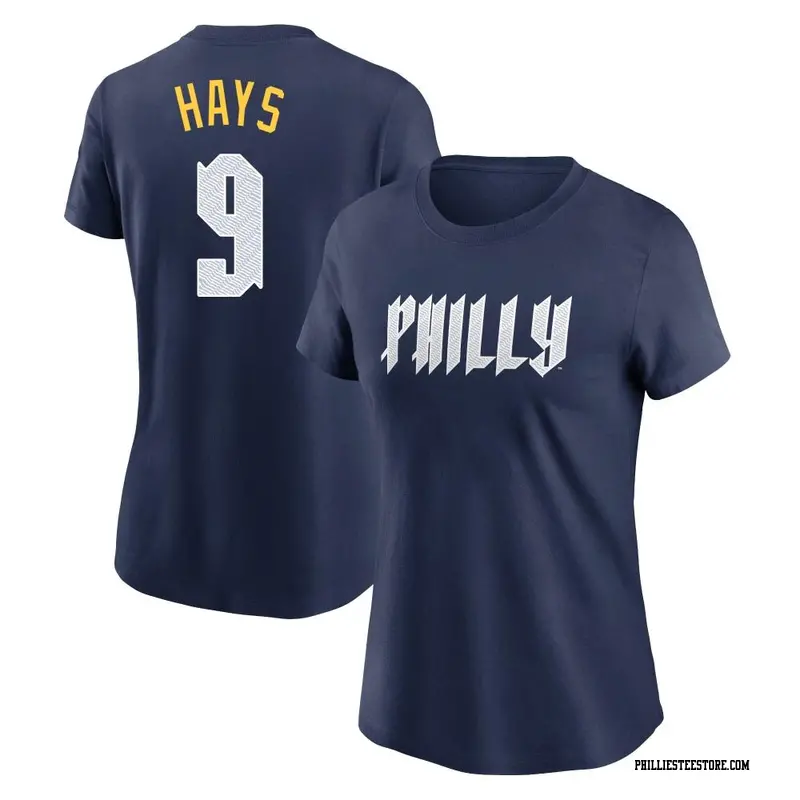 Women's Philadelphia Phillies ＃9 Austin Hays Navy 2024 City Connect Fuse Name & Number T-Shirt