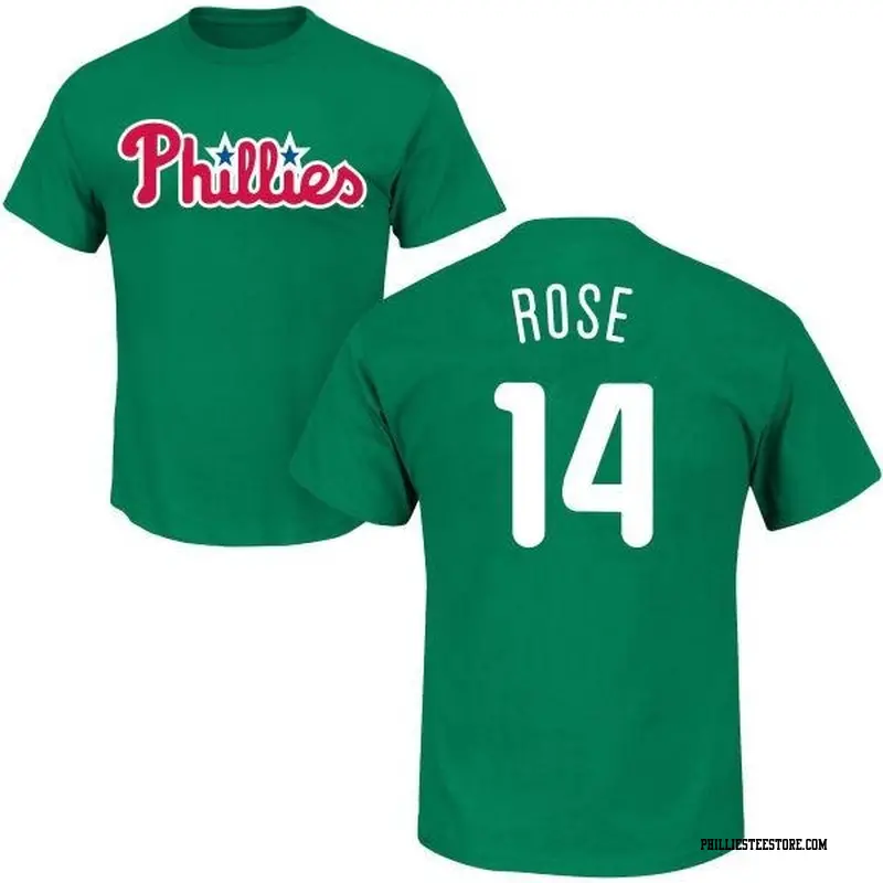 Youth Philadelphia Phillies ＃14 Pete Rose Green St. Patrick's Day Roster Name & Number T-Shirt